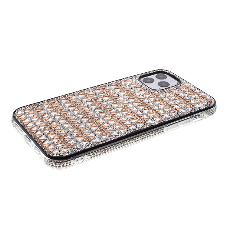 Decoração De Strass Caso De Concha TPU Plástico + Triângulo Vidro Para Iphone 11 Pro 5,8 Polegadas - Ouro-3