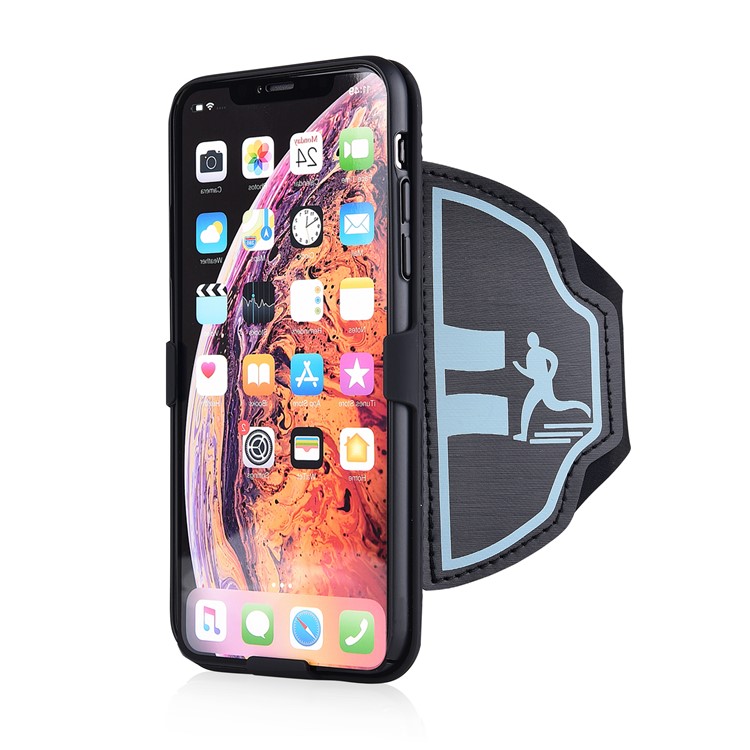 Nylon Glossy Sport Armband Case PC Shockproof Phone Cover with Kickstand for iPhone 11 Pro 5.8 inch (2019)-3