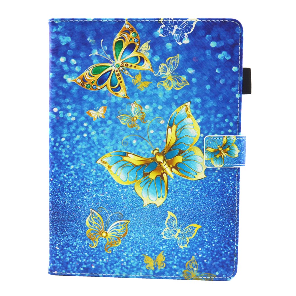 Patterned PU Leather Stand Tablet Case for Apple iPad 10.2 (2021)/(2020)/(2019)/Pro 10.5-inch (2017)/Air 10.5 inch (2019) - Gold Butterfly