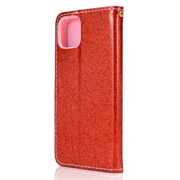Flash Powder Leather Wallet Case for iPhone 11 Pro Max 6.5 inch - Red-4
