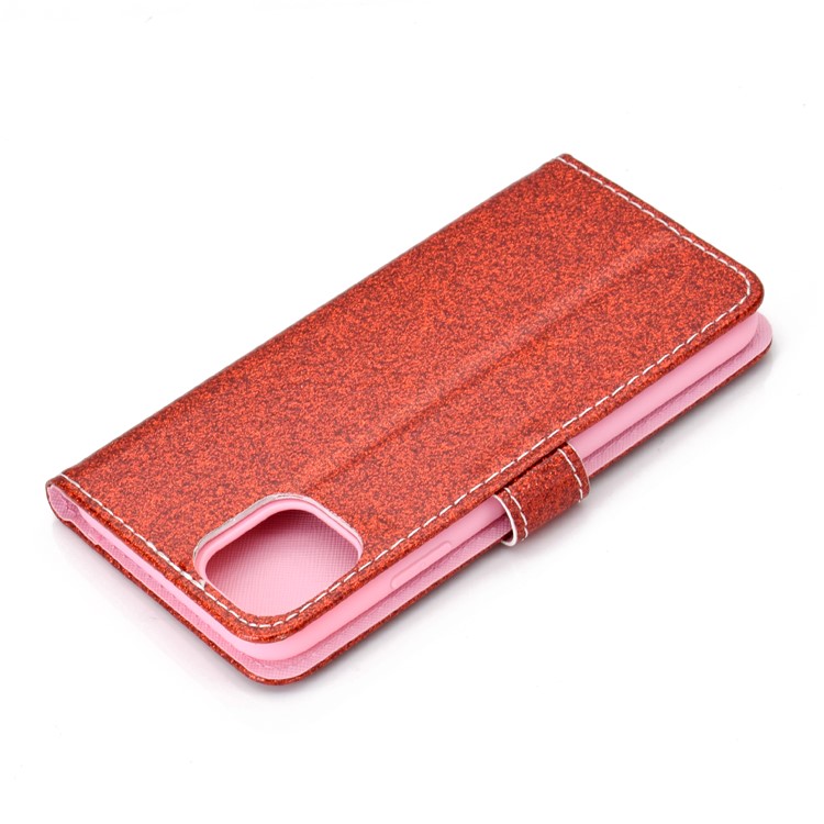 Flash Powder Leather Wallet Case for iPhone 11 Pro Max 6.5 inch - Red-7