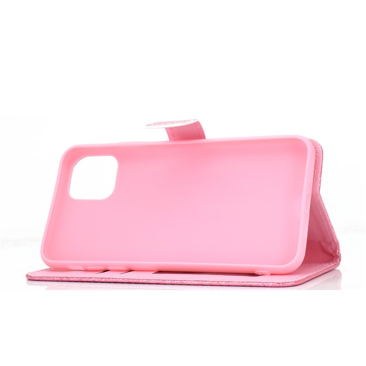 Flash De Pó Carteira De Couro Ficar Caso Para Iphone 11 6,1 Polegadas - Rosa-12