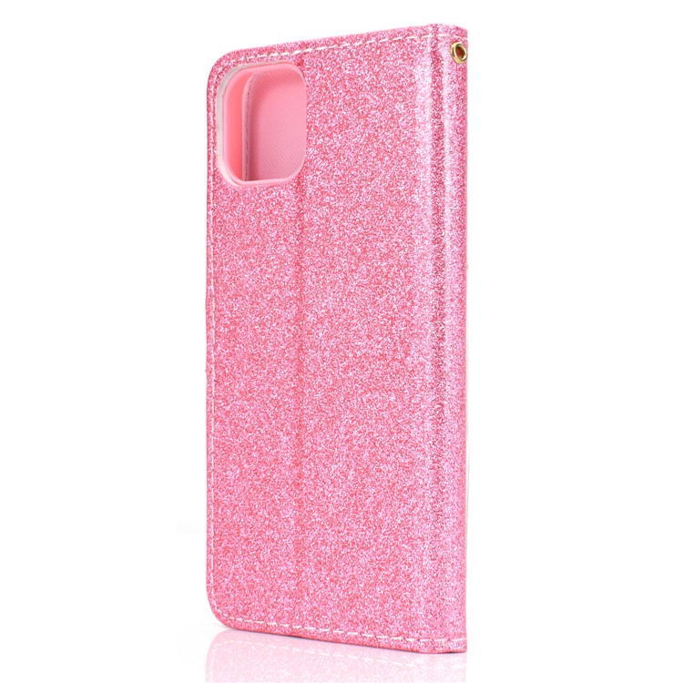 Flash De Pó Carteira De Couro Ficar Caso Para Iphone 11 6,1 Polegadas - Rosa-4