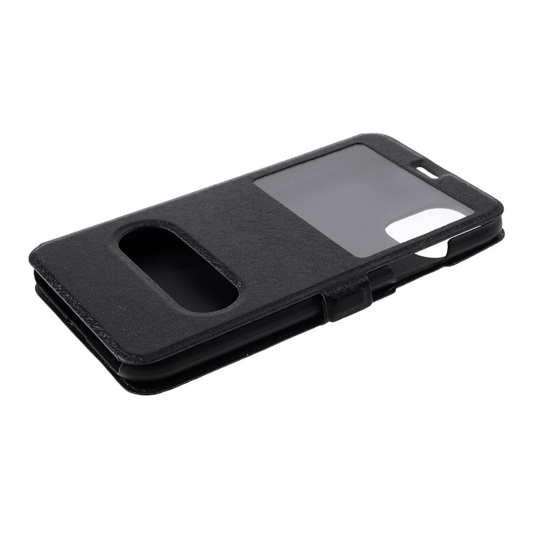 Silk Texture View Window Leather Phone Cover for Apple iPhone 11 6.1 inch - Black-3