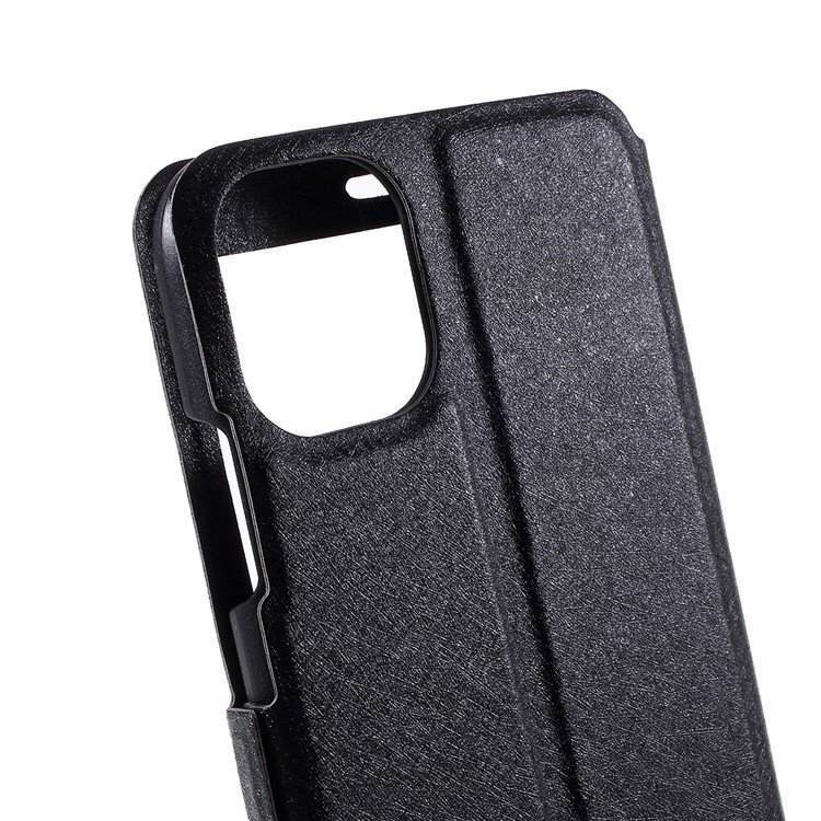 Textura Vista Tampa Do Telefone De Couro Janela De Seda Para Apple IPhone 11 6.1 Polegadas - Preto-4