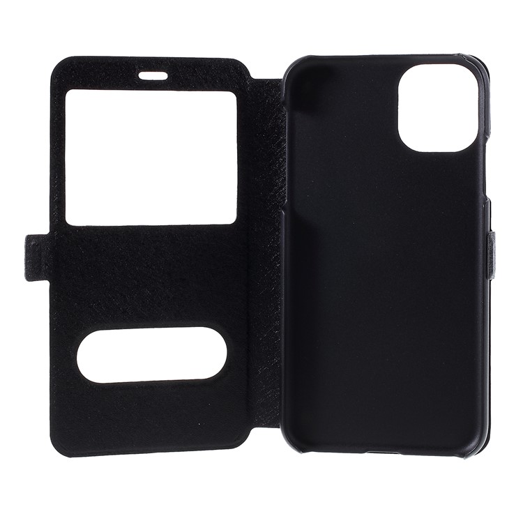 Textura Vista Tampa Do Telefone De Couro Janela De Seda Para Apple IPhone 11 6.1 Polegadas - Preto-9
