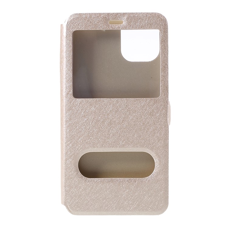

Silk Texture View Window Leather Phone Cover for Apple iPhone 11 6.1 inch - Gold, iPhone 11 6.1 inch