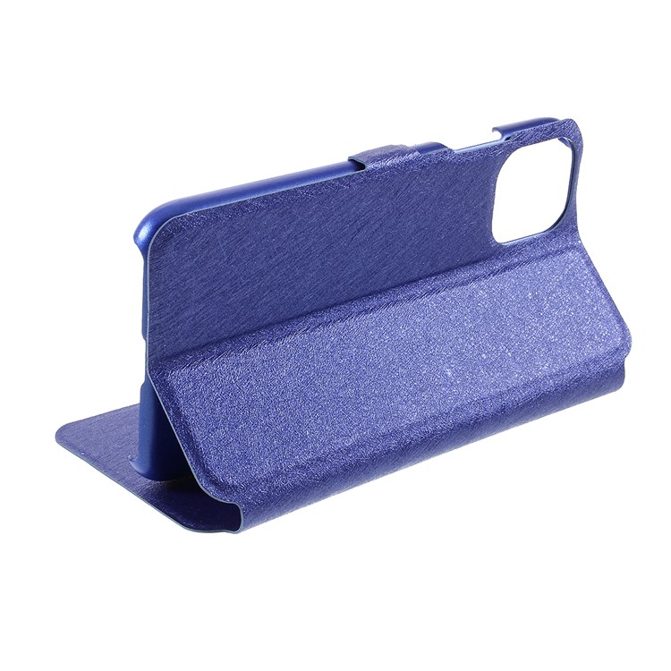 Fenêtre Soie Vue Texture Couverture De Téléphone En Cuir Pour Apple IPhone 11 6.1 Pouces - Bleu-5