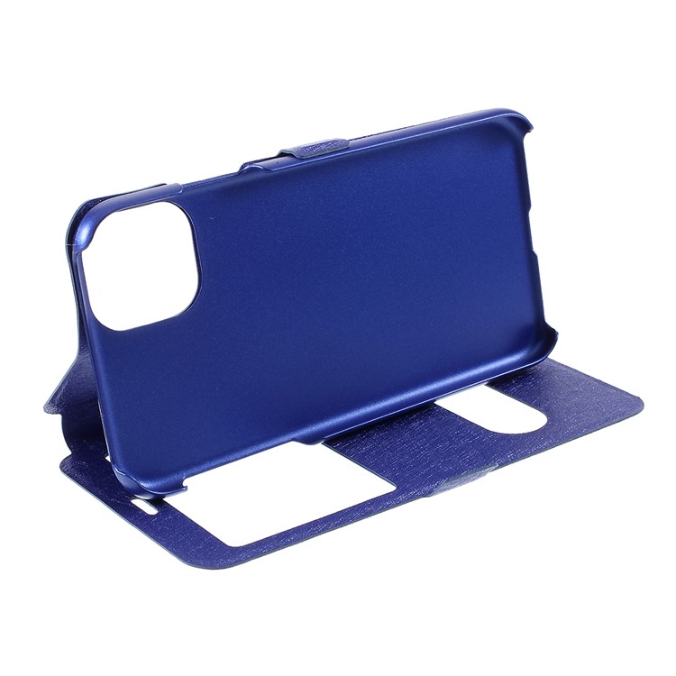 Fenêtre Soie Vue Texture Couverture De Téléphone En Cuir Pour Apple IPhone 11 6.1 Pouces - Bleu-6