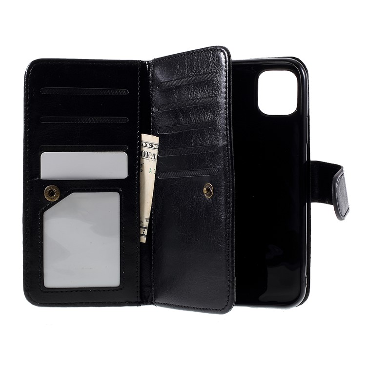 Detachable 2-in-1 Crazy Horse Wallet Leather Phone Case for Apple iPhone 11 6.1 inch - Black-4