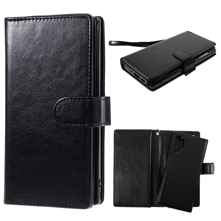 Detachable 2-in-1 Crazy Horse Flip Leather Wallet Phone Cover for Apple iPhone 11 Pro Max 6.5 inch - Black-1