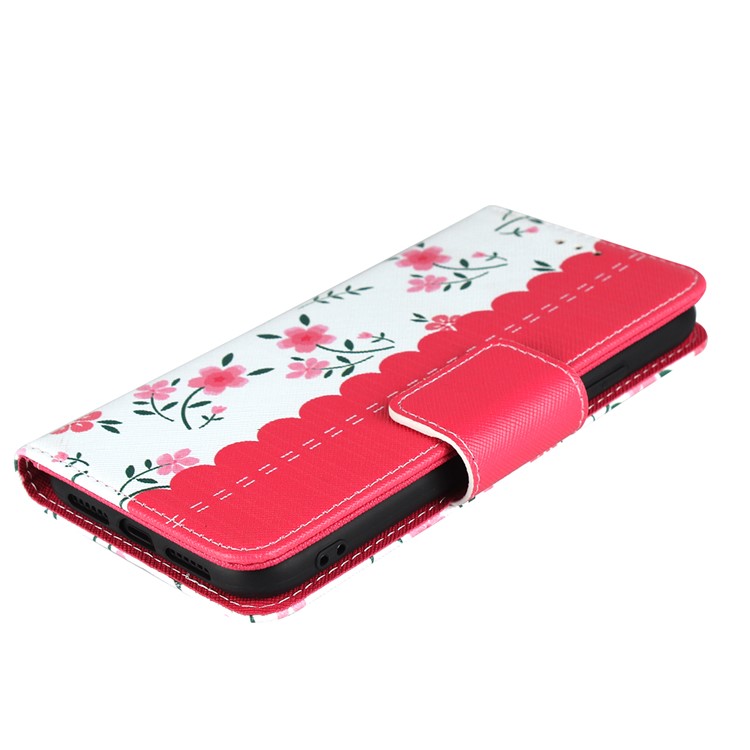 Flower Pattern Wallet Stand Flip Leather Phone Case with Bowknot Lanyard for iPhone 11 Pro Max 6.5 inch (2019) - Red-6
