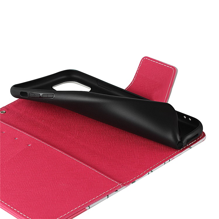 Flower Pattern Wallet Stand Flip Leather Phone Case with Bowknot Lanyard for iPhone 11 Pro Max 6.5 inch (2019) - Red-7
