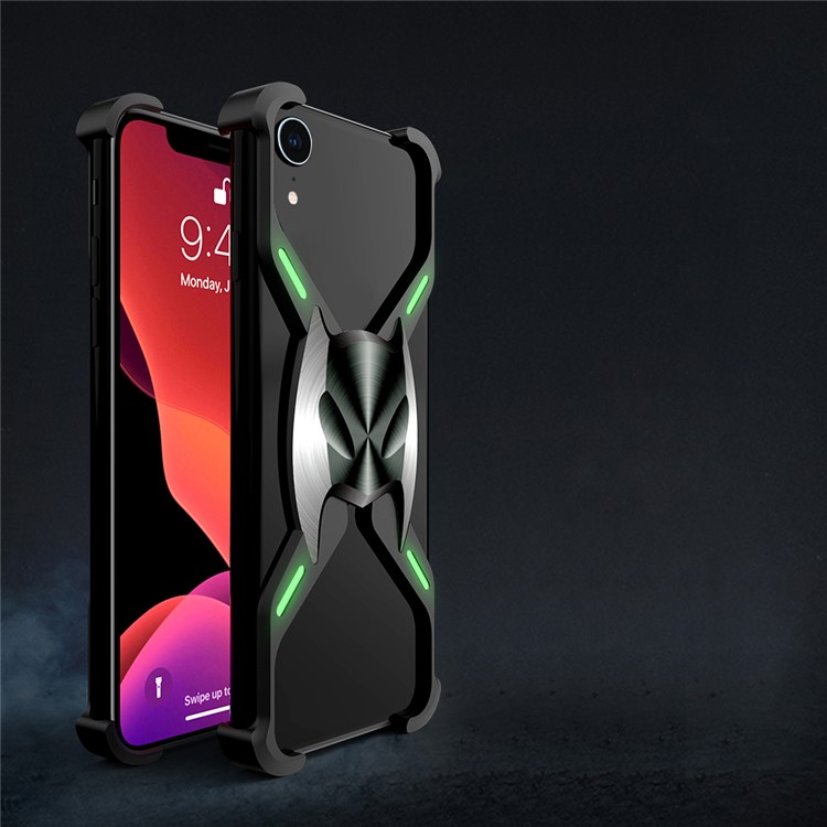 R-JUST X-Shaped Luminous Metal Cell Casing for iPhone XR 6.1 inch-1
