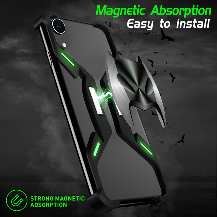R-JUST X-Shaped Luminous Metal Cell Casing for iPhone XR 6.1 inch-2
