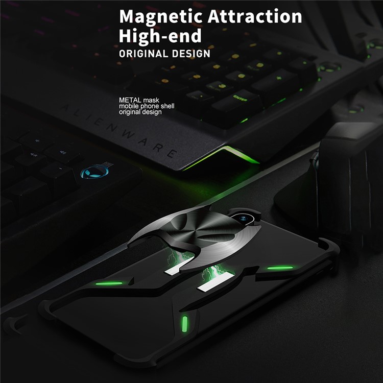 R-JUST X-Shaped Luminous Metal Cell Casing for iPhone XR 6.1 inch-5