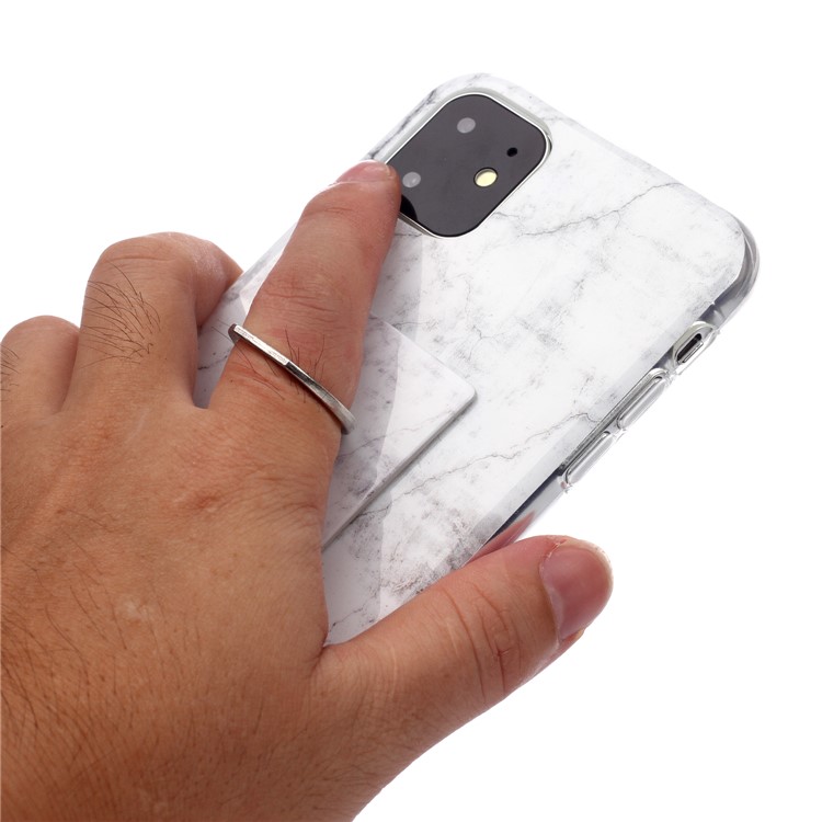 Patrón De Mármol IMD TPU Pie De Apoyo Anillo Shell + Dedo Para IPhone 11 6,1 Pulgadas - Estilo De G-2