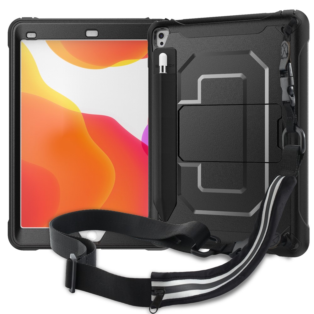 

PC + TPU Case with Kickstand and Shoulder Strap for iPad Pro 9.7 inch (2016)/iPad Air (2013) - Black, iPad Pro 9.7 inch (2016)