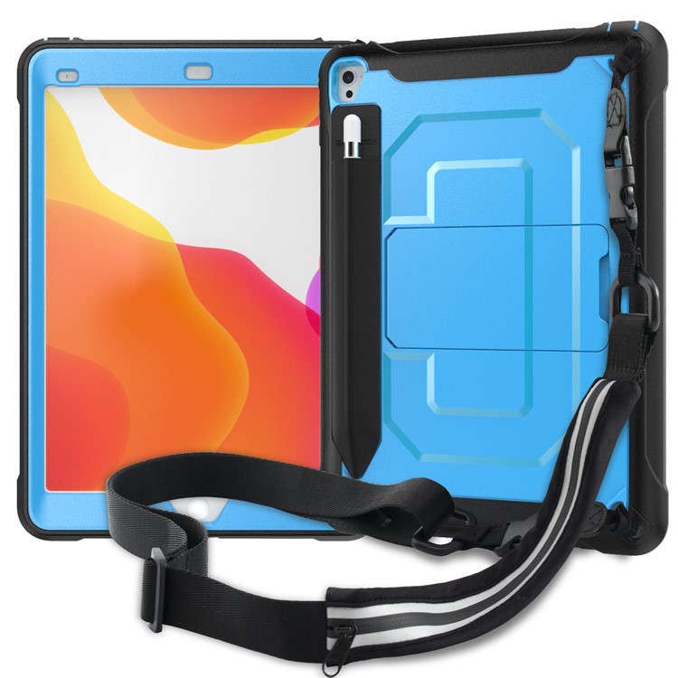 

PC + TPU Case with Kickstand and Shoulder Strap for iPad Pro 9.7 inch (2016)/iPad Air (2013) - Blue, iPad Pro 9.7 inch (2016)