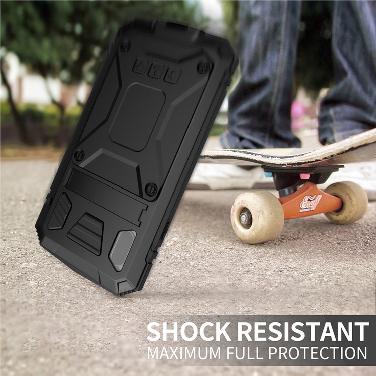 Tank Series Full Covering Kickstand Metal Phone Cover for iPhone X/XS 5.8 inch - Black-6