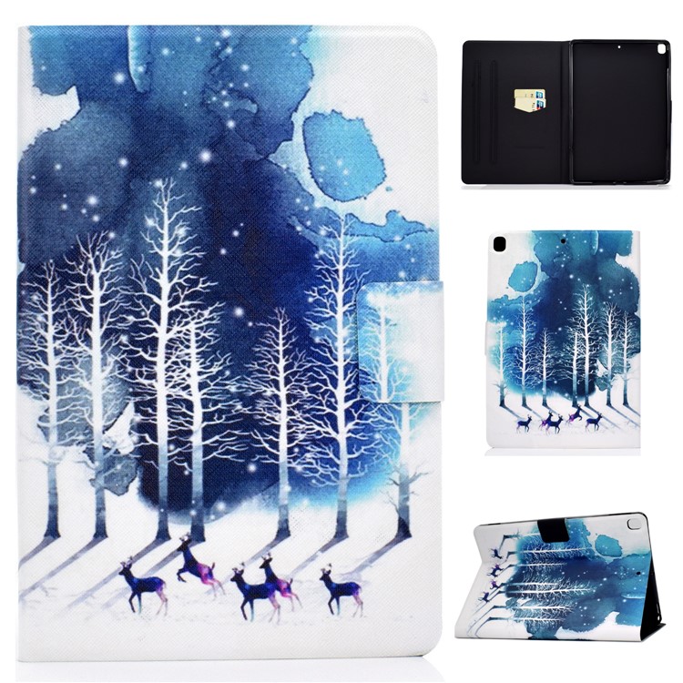 Stampa Modello Copertura Cuoio Titolare Della Carta PU Tablet Per Apple IPad 10,2 (2019) - Albero E Cervi-1