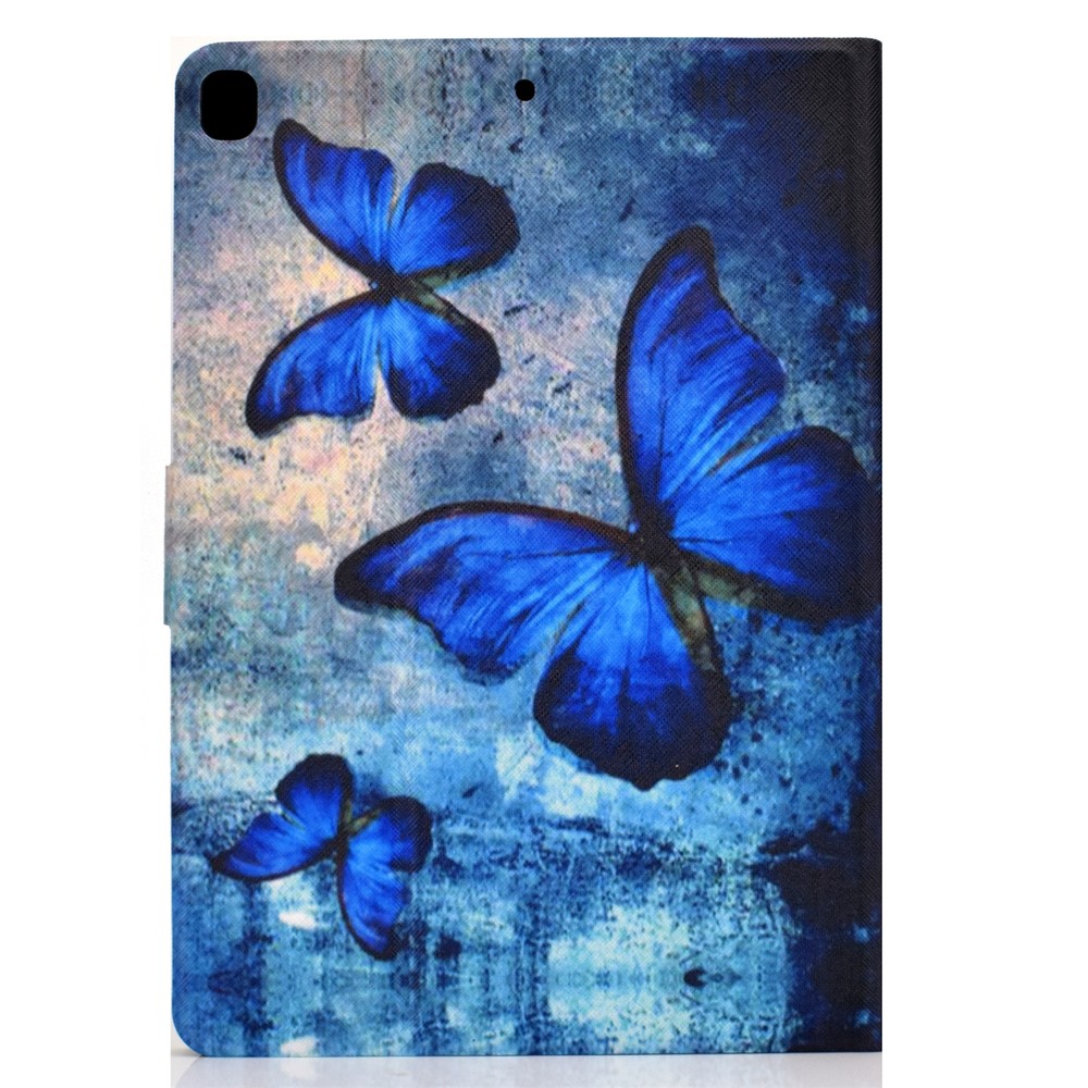 Stampa Modello Copertura Cuoio Titolare Della Carta PU Tablet Per Apple IPad 10,2 (2019) - Farfalla Blu-3