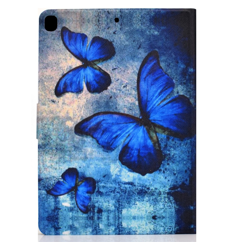 Full-Body Protection Pattern Printing PU Leather Stand Folio Tablet Cover with Card Holders for Apple iPad 10.2 (2021) / (2020) / (2019) - Blue Butterfly-3