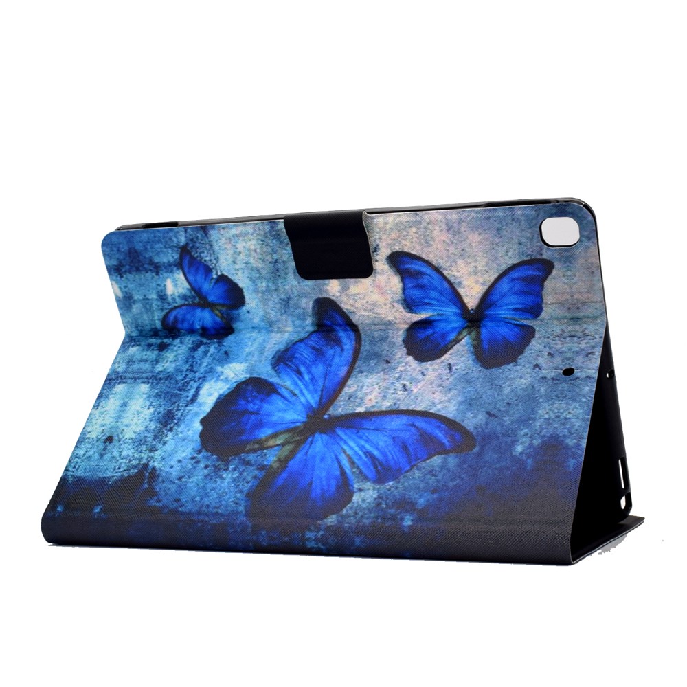 Stampa Modello Copertura Cuoio Titolare Della Carta PU Tablet Per Apple IPad 10,2 (2019) - Farfalla Blu-4