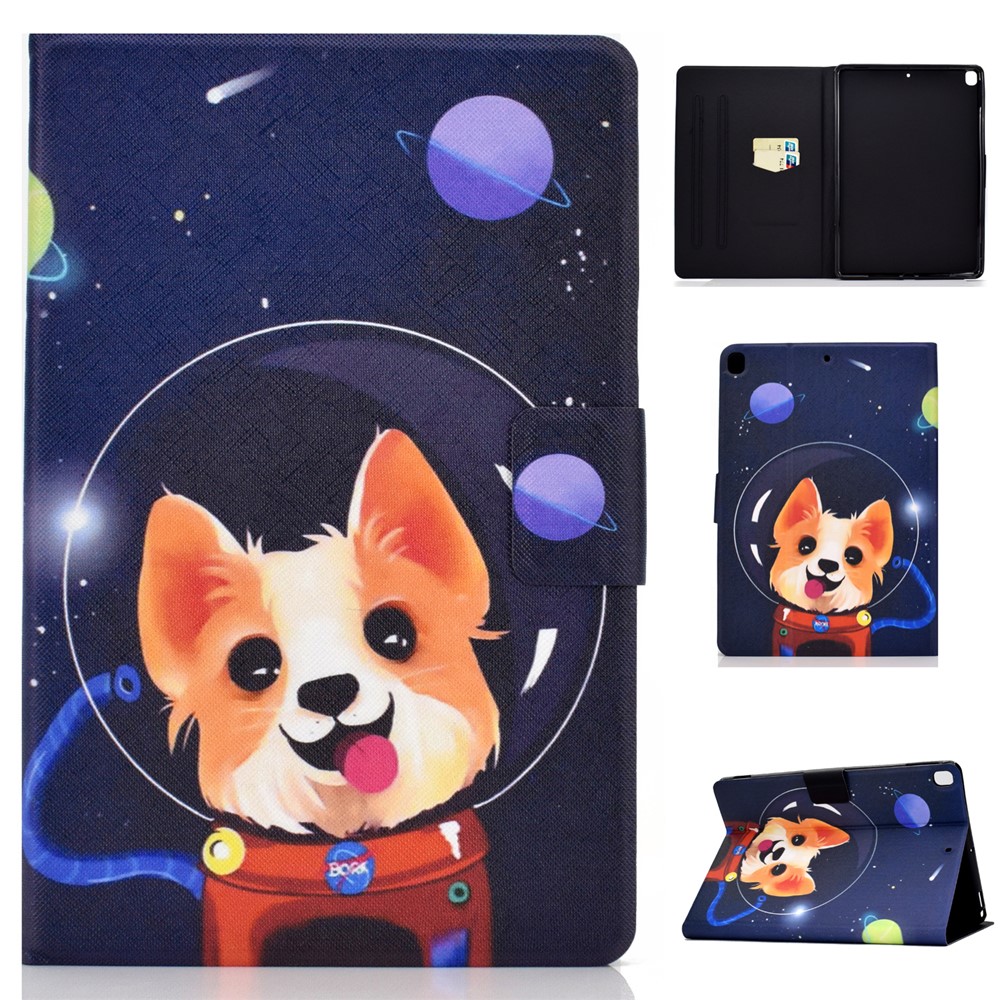 Full-Body Protection Pattern Printing PU Leather Stand Folio Tablet Cover with Card Holders for Apple iPad 10.2 (2021) / (2020) / (2019) - Space Dog