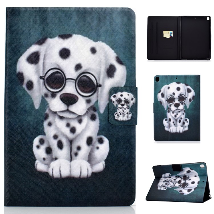 Stampa Modello Copertura Cuoio Titolare Della Carta PU Tablet Per Apple IPad 10,2 (2019) - Cane Bianco-1