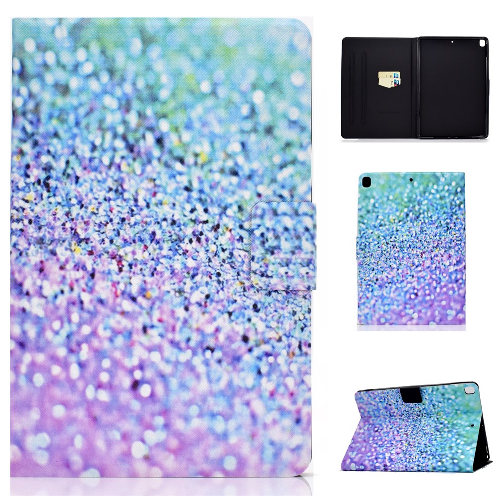 Full-Body Protection Pattern Printing PU Leather Stand Folio Tablet Cover with Card Holders for Apple iPad 10.2 (2021) / (2020) / (2019) - Purple/Blue