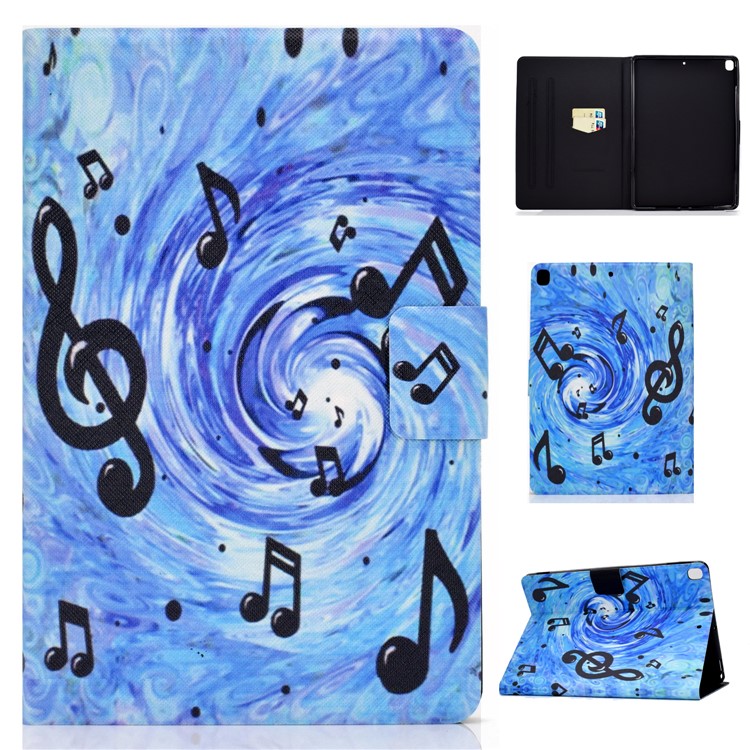 Stampa Modello Copertura Cuoio Titolare Della Carta PU Tablet Per Apple IPad 10,2 (2019) - Note Musicali-1