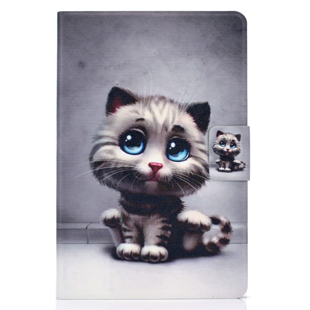 Stampa Modello Copertura Cuoio Titolare Della Carta PU Tablet Per Apple IPad 10,2 (2019) - Gatto Grigio-2
