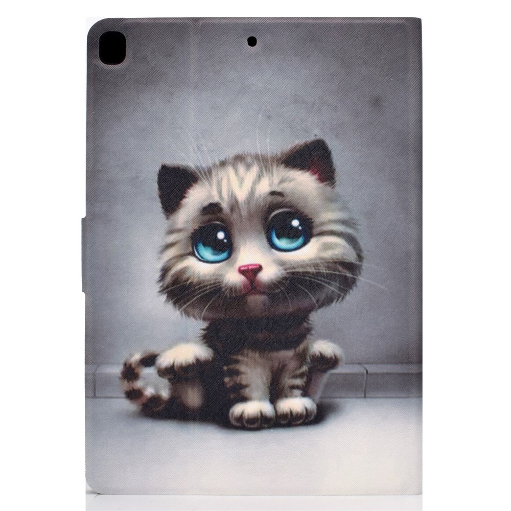 Stampa Modello Copertura Cuoio Titolare Della Carta PU Tablet Per Apple IPad 10,2 (2019) - Gatto Grigio-3