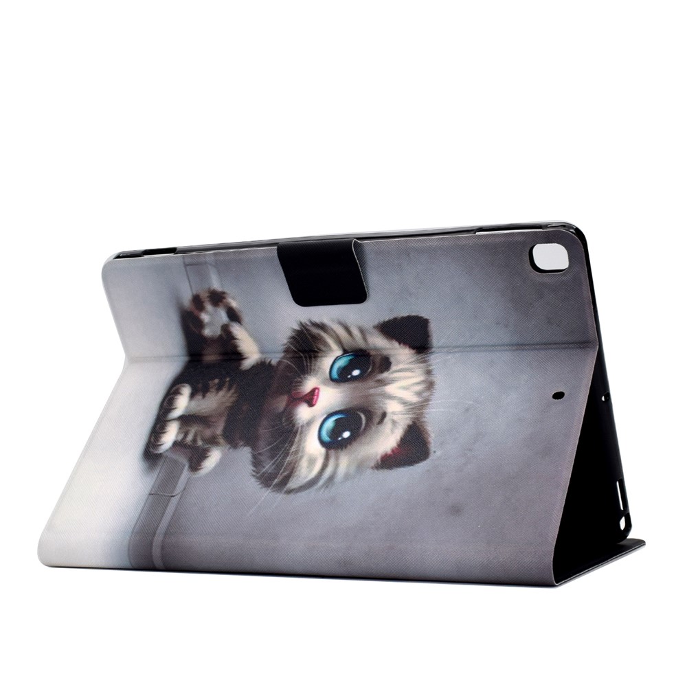 Stampa Modello Copertura Cuoio Titolare Della Carta PU Tablet Per Apple IPad 10,2 (2019) - Gatto Grigio-4