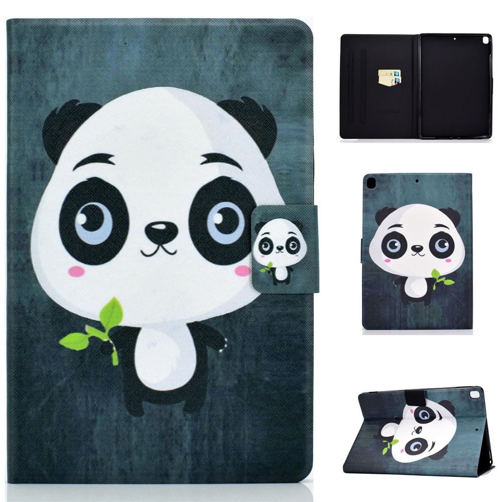 Full-Body Protection Pattern Printing PU Leather Stand Folio Tablet Cover with Card Holders for Apple iPad 10.2 (2021) / (2020) / (2019) - Panda