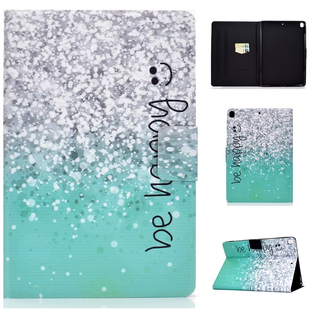 Full-Body Protection Pattern Printing PU Leather Stand Folio Tablet Cover with Card Holders for Apple iPad 10.2 (2021) / (2020) / (2019) - Water