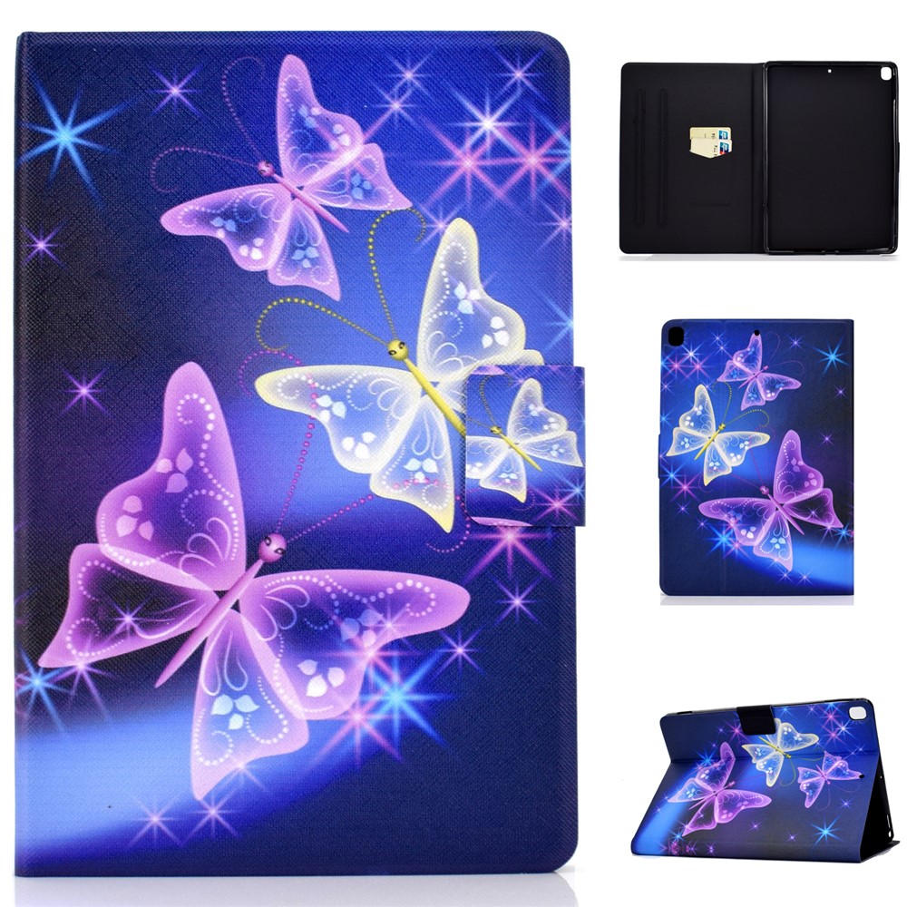 Full-Body Protection Pattern Printing PU Leather Stand Folio Tablet Cover with Card Holders for Apple iPad 10.2 (2021) / (2020) / (2019) - Glowing Butterflies