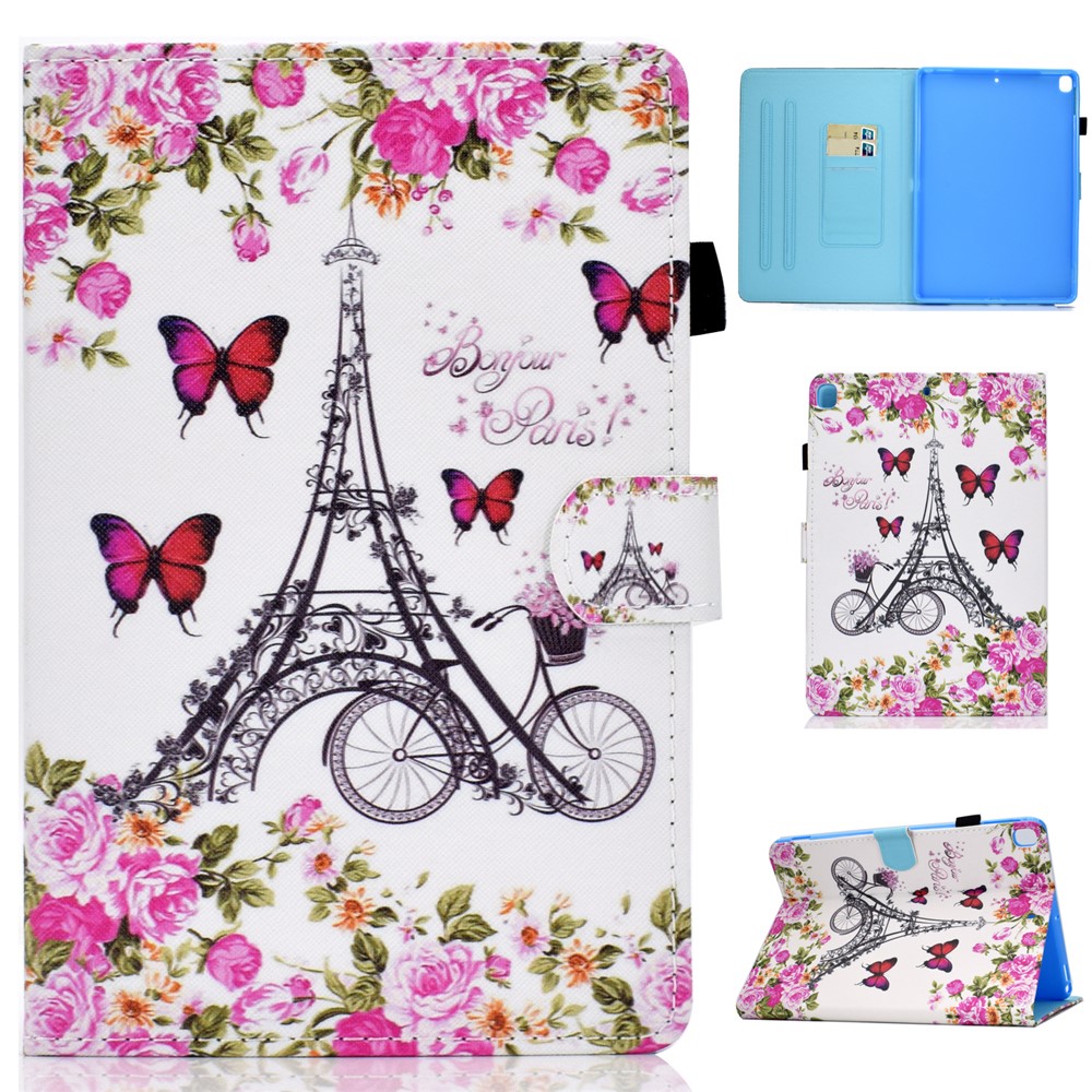 Pattern Printing Leather Card Holder Tablet Shell for iPad 10.2 (2021)/(2020)/(2019) - Eiffel Tower