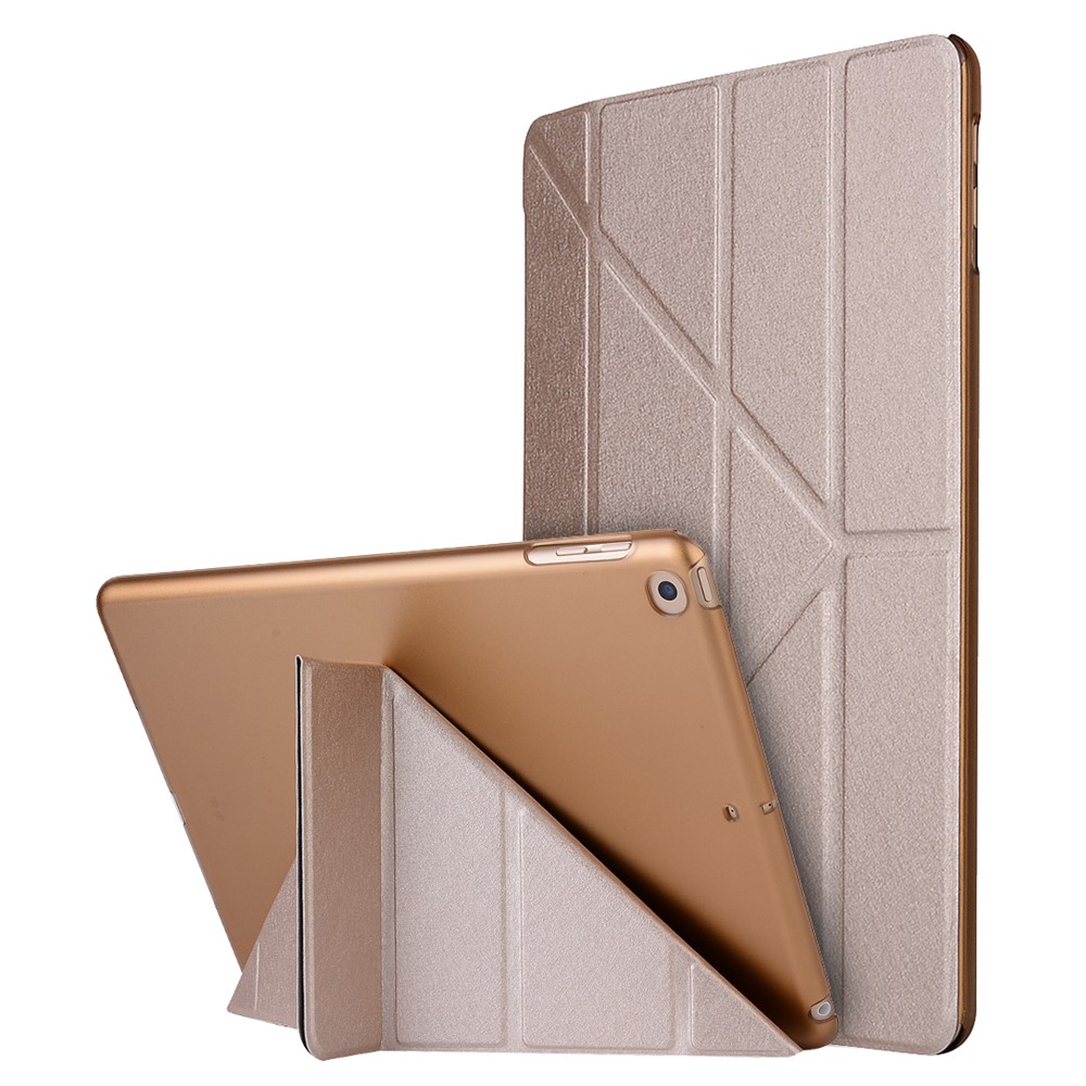 Silk Style Smart Origami Stand Leather Tablet Cover for iPad 10.2 (2021)/(2020)/(2019) - Gold