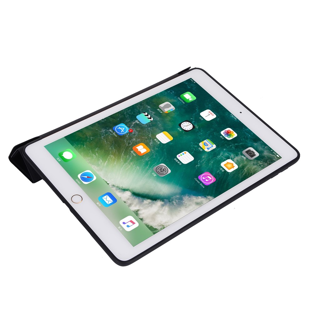 Para Ipad 10.2 (2021)/(2020)/(2019) Tampa Protetora Dobrável Silicone Deformado + Caixa de Tábuas de Couro PU - Preto-7