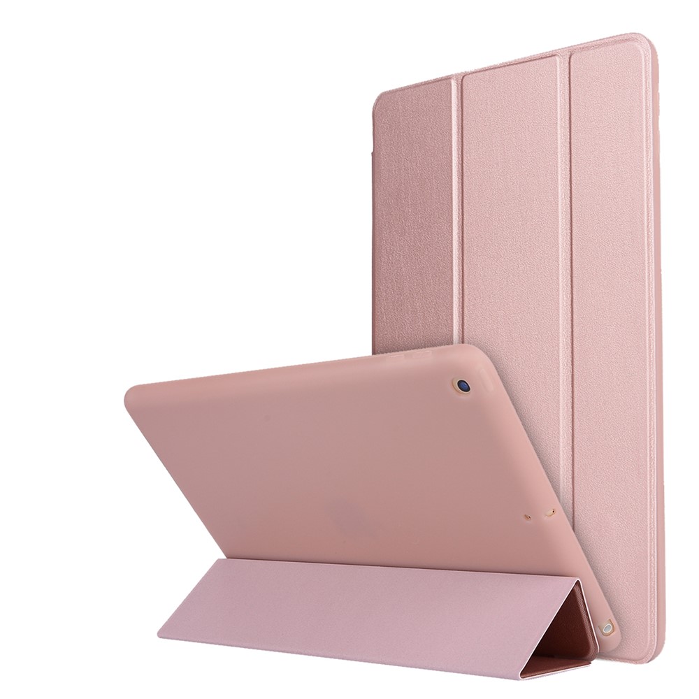 Tri-fold Stand Silicone + Leather Universal Protective Tablet Cover with Auto Wake / Sleep for iPad 10.2 (2021) / (2020) / (2019) - Rose Gold