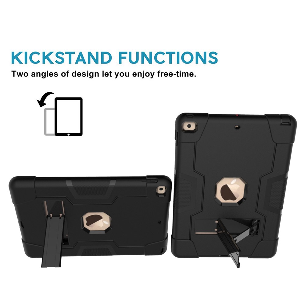 Shock Proof TPU + PC Combo Tablet Cover with Kickstand for Apple iPad 10.2 (2019) - All Black-4