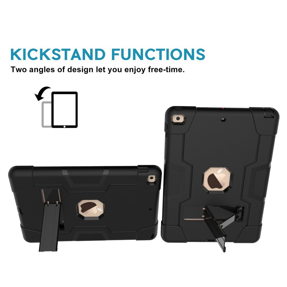 Stoßdes Anti-fingerabdruck-staubdicht TPU + PC Combo Tablet Cover Mit Kickstand Für Ipad 10.2 (2021)/(2020)/(2019) - Alles Schwarz-4