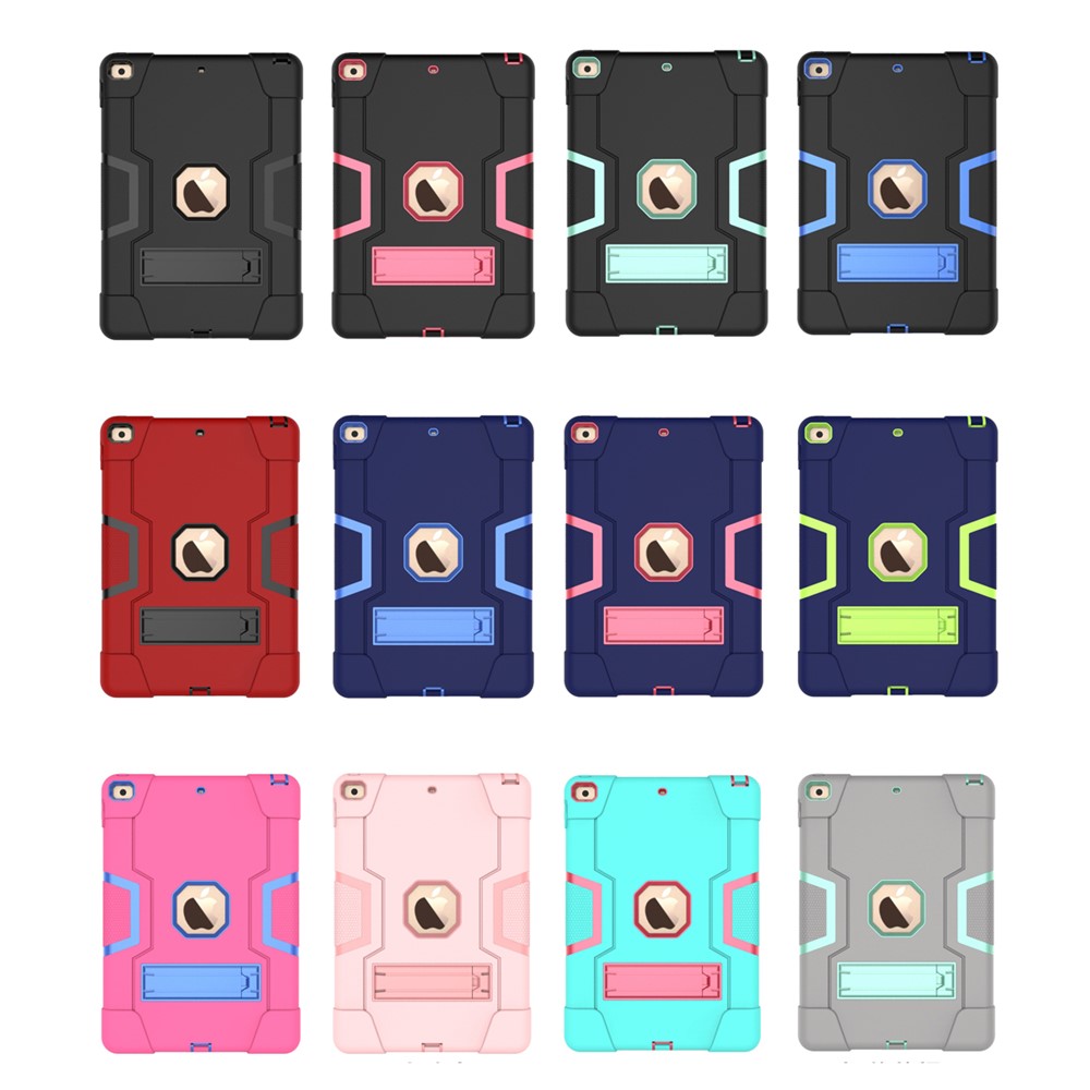 Shock Proof TPU + PC Combo Tablet Cover with Kickstand for Apple iPad 10.2 (2019) - All Black-8
