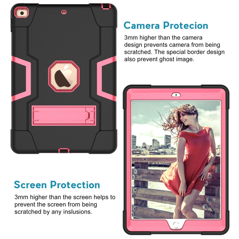 TPU Prova Di Scossa + Tablet PC Combinato Coprire Con Cavalletto Per Apple IPad 10,2 (2019) - Rosa Nera-2