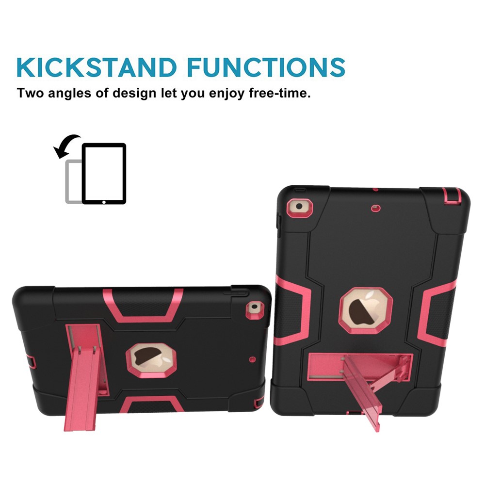 Shockproof Anti-fingerprint Dustproof TPU + PC Combo Tablet Cover with Kickstand for iPad 10.2 (2021)/(2020)/(2019) - Black/Rose