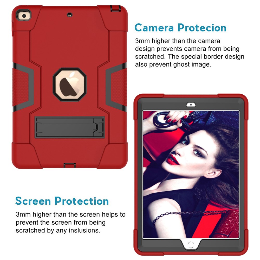 TPU Prova Di Scossa + Tablet PC Combinato Coprire Con Cavalletto Per Apple IPad 10,2 (2019) - Rosso Nero-2