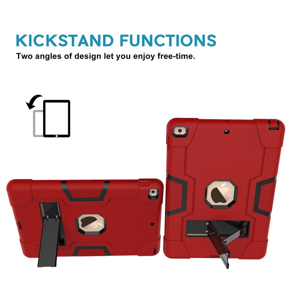 TPU Prova Di Scossa + Tablet PC Combinato Coprire Con Cavalletto Per Apple IPad 10,2 (2019) - Rosso Nero-4