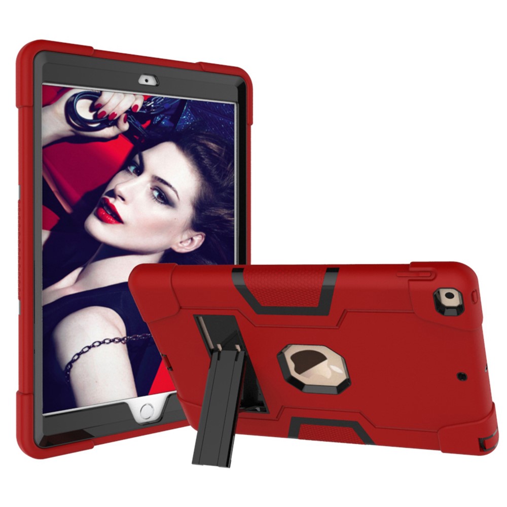 TPU Prova Di Scossa + Tablet PC Combinato Coprire Con Cavalletto Per Apple IPad 10,2 (2019) - Rosso Nero-5